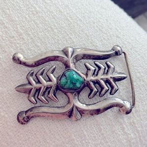1950s Navajo made silver and turquoise belt buckle